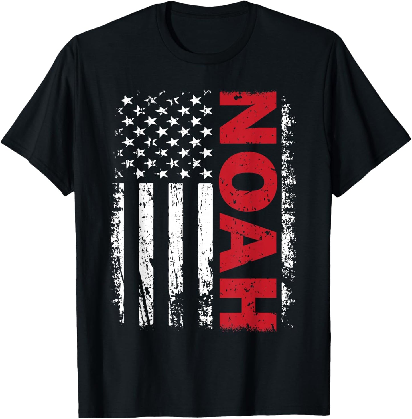 Noah Personalized Name with US American Flag Patriotic T-Shirt - T-Shirt | Black