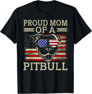 Proud Mom of a Pitbull Mom Pitbull T-Shirt - T-Shirt | Black