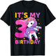3 Years Old Unicorn Flossing 3rd Birthday Party Girls Kids T-Shirt - T-Shirt | Black