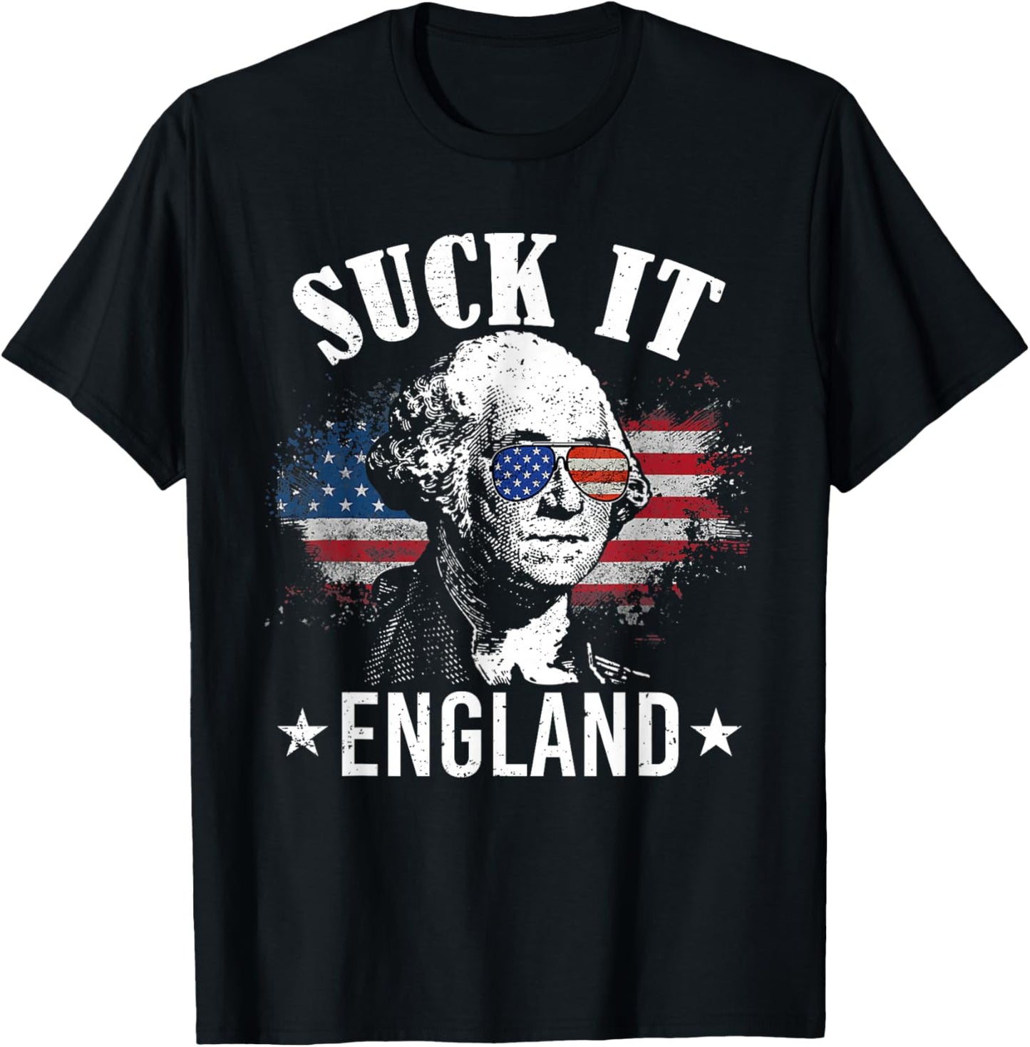 Suck It England Funny 4th of July George Washington Men T-Shirt - T-Shirt | Black