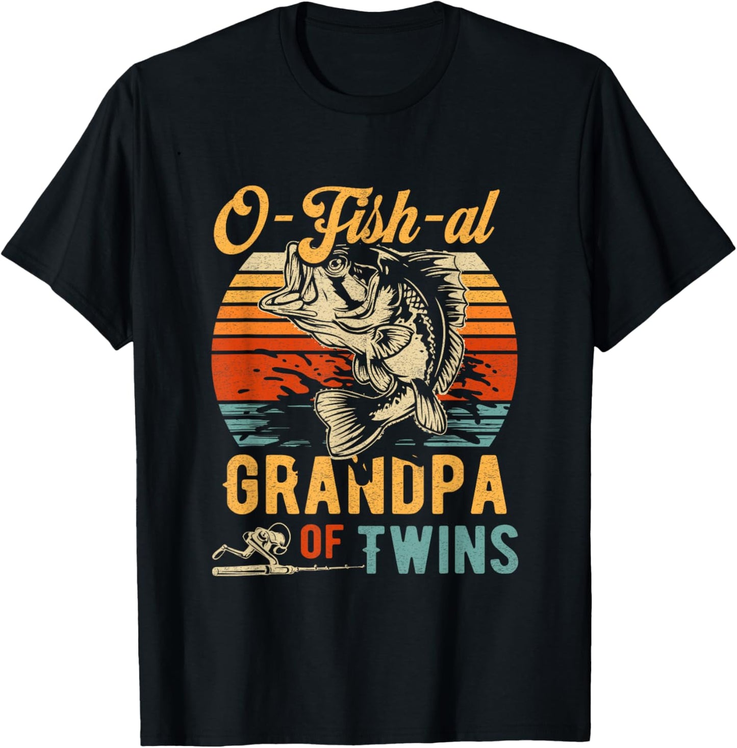 O Fish Al Grandpa Twins Baby Announcement Fishing Fisherman T-Shirt - T-Shirt | Black