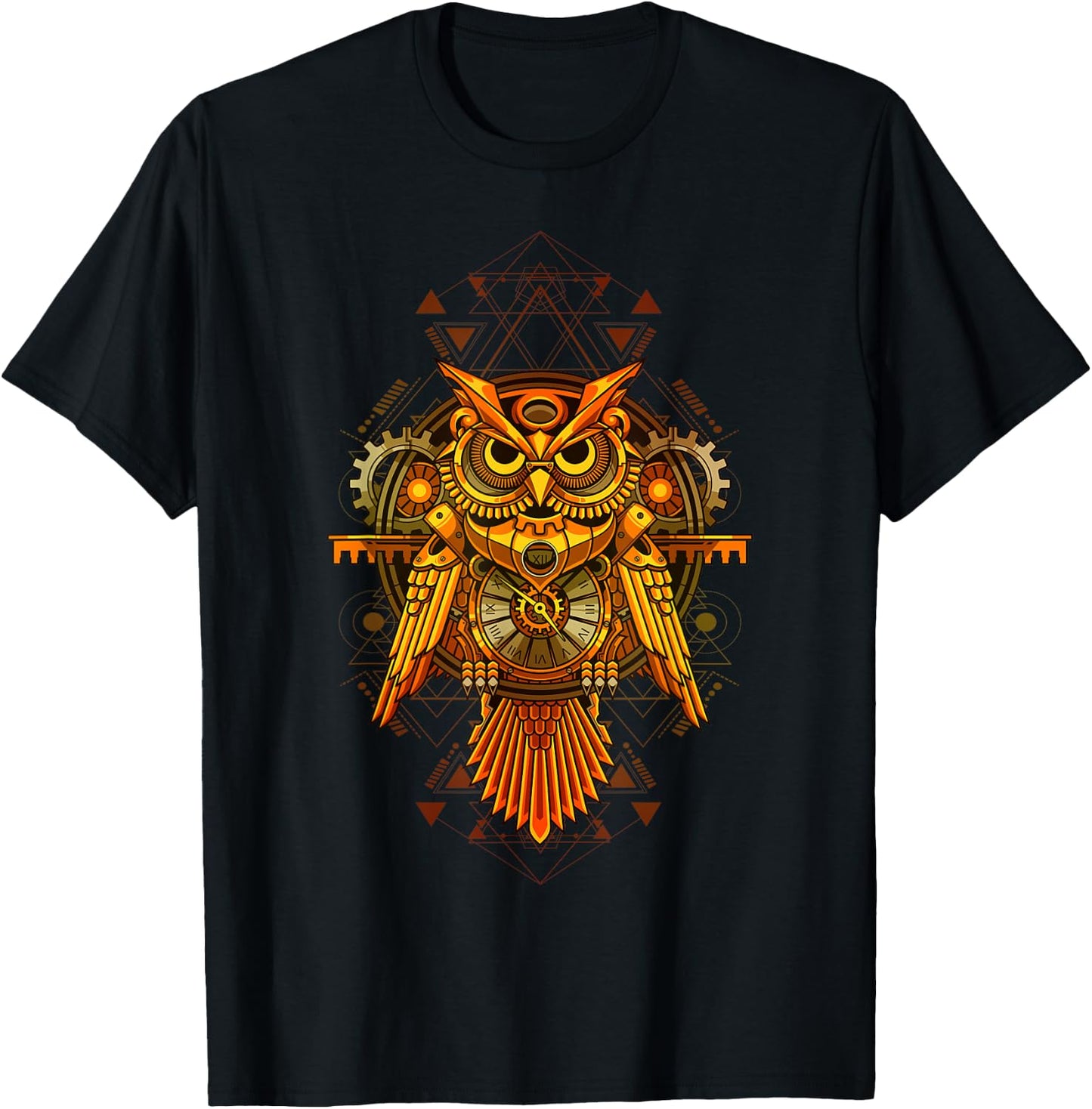 Mechanical Steampunk Owl. T-Shirt - T-Shirt | Black