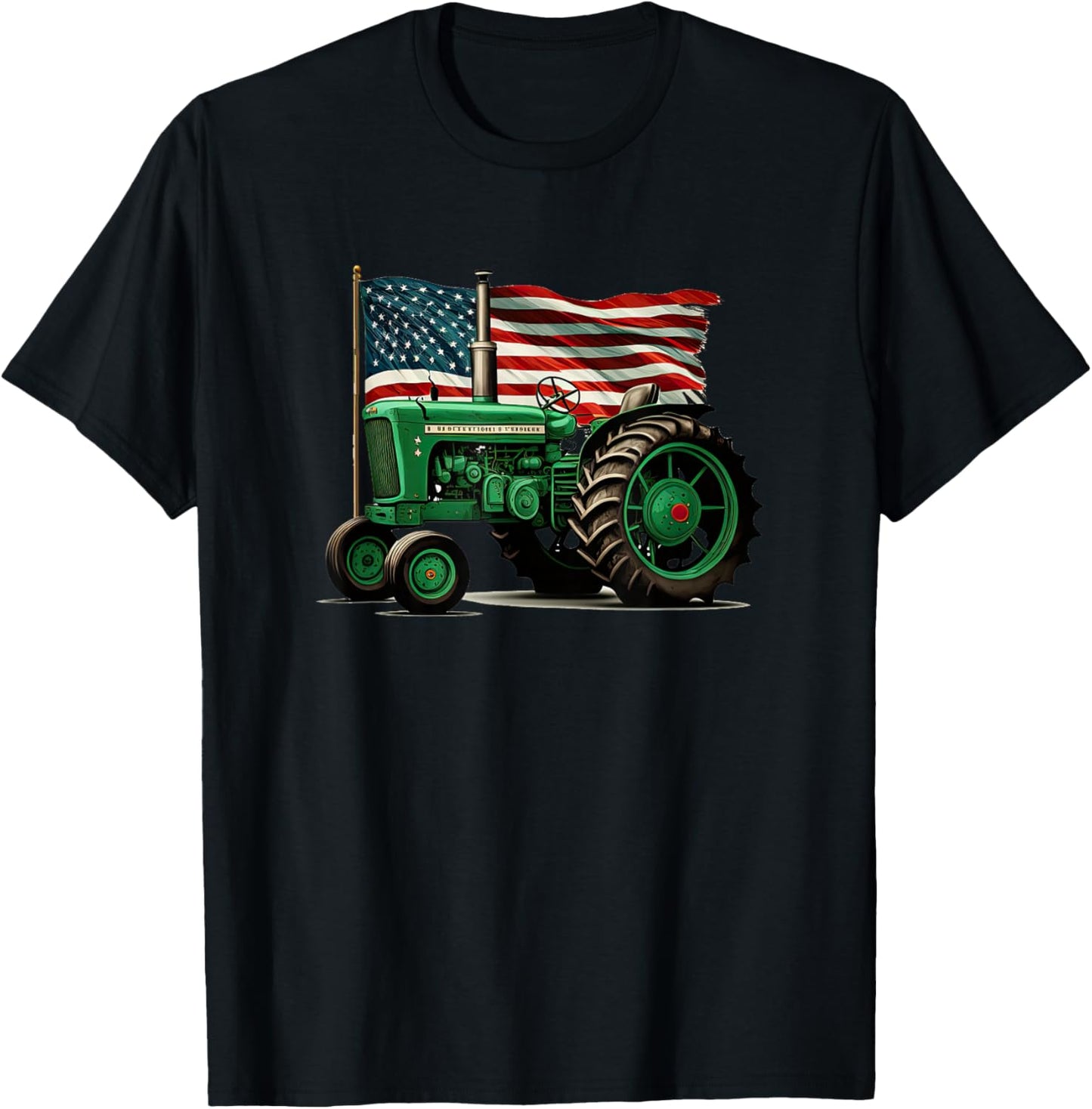 Agriculture Farm Tractor USA Flag Tractor American Farm USA T-Shirt - T-Shirt | Black
