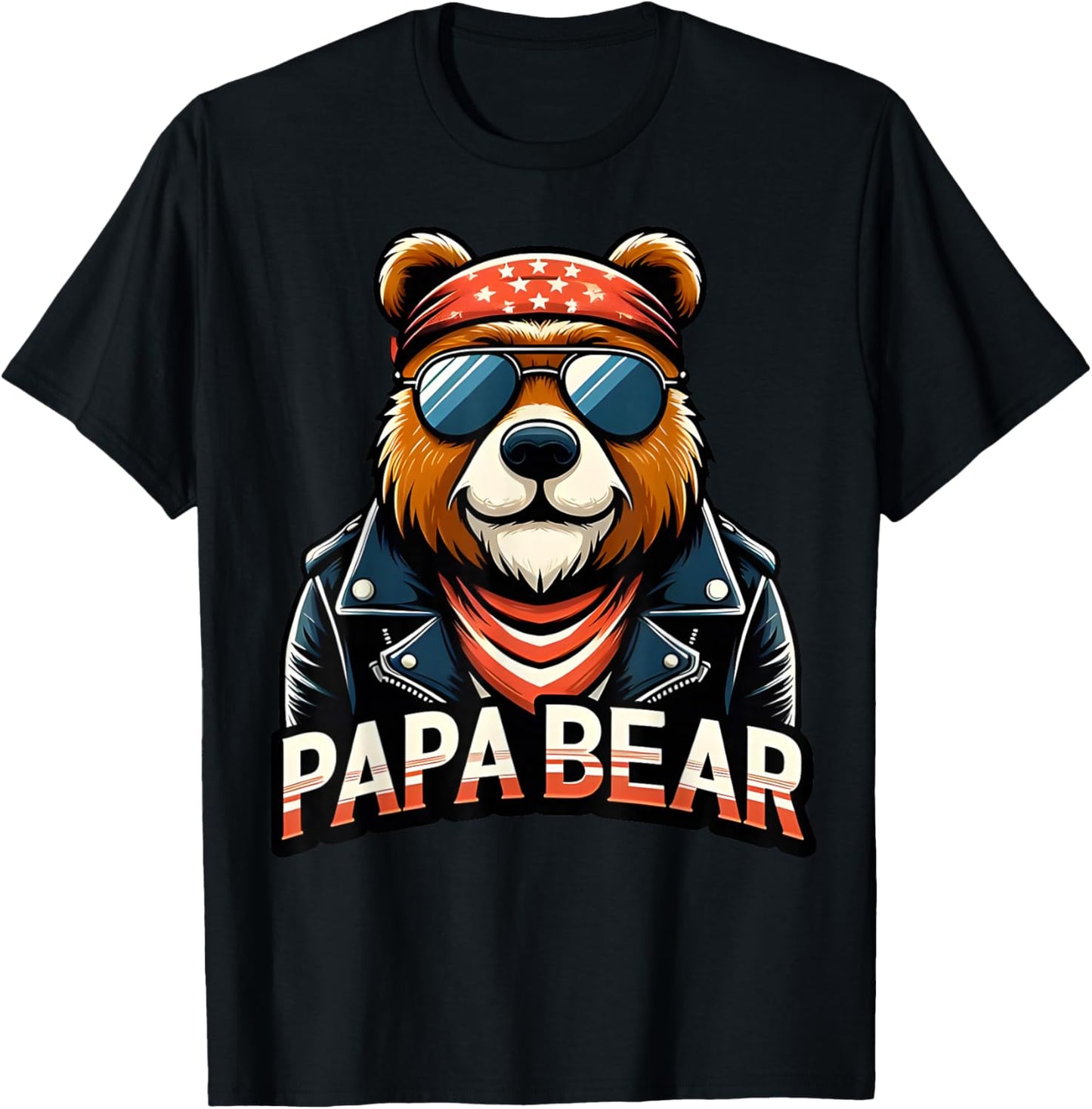 Papa Bear Shirt Fathers Day Gift Patriotic Proud Best Dad T-Shirt - T-Shirt | Black