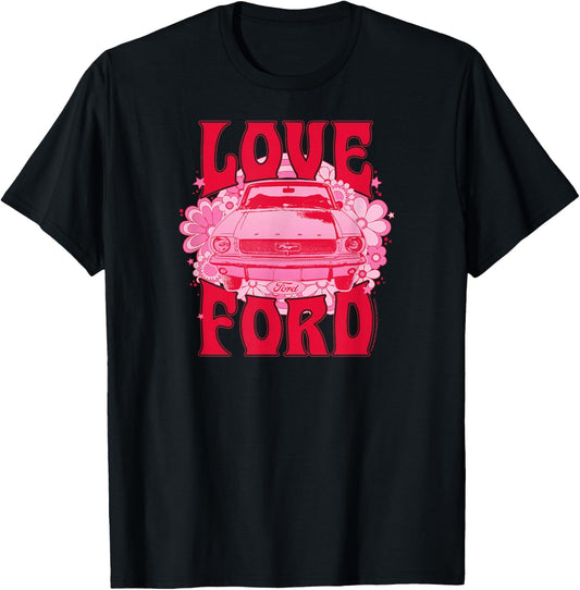 Ford - Mustang Vintage 1968 Retro Love Flowers , Black, S T-Shirt - T-Shirt | Black