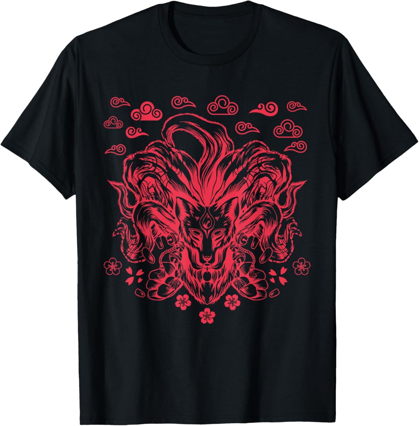 Japanese Anime Nine Tails Fox T-Shirt - T-Shirt | Black