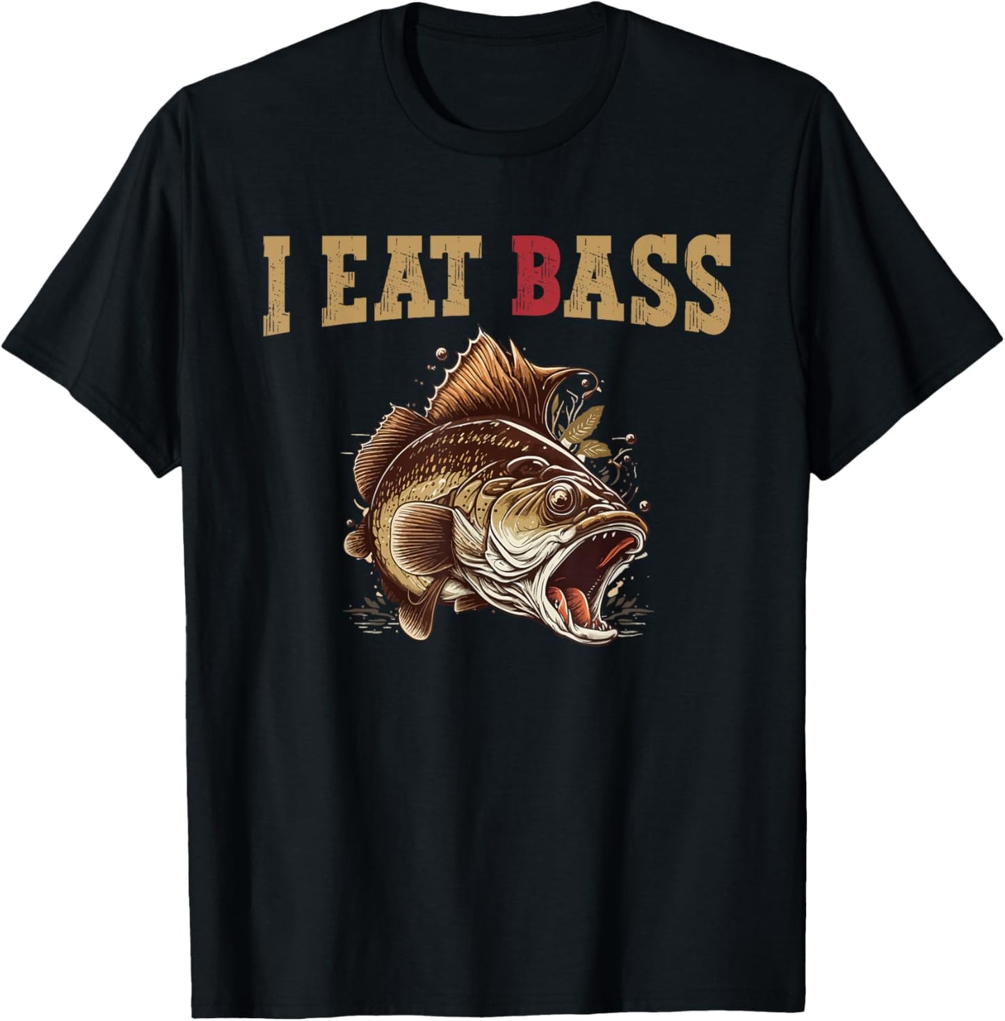 I Eat Bass Humor Fishing T-Shirt - T-Shirt | Black