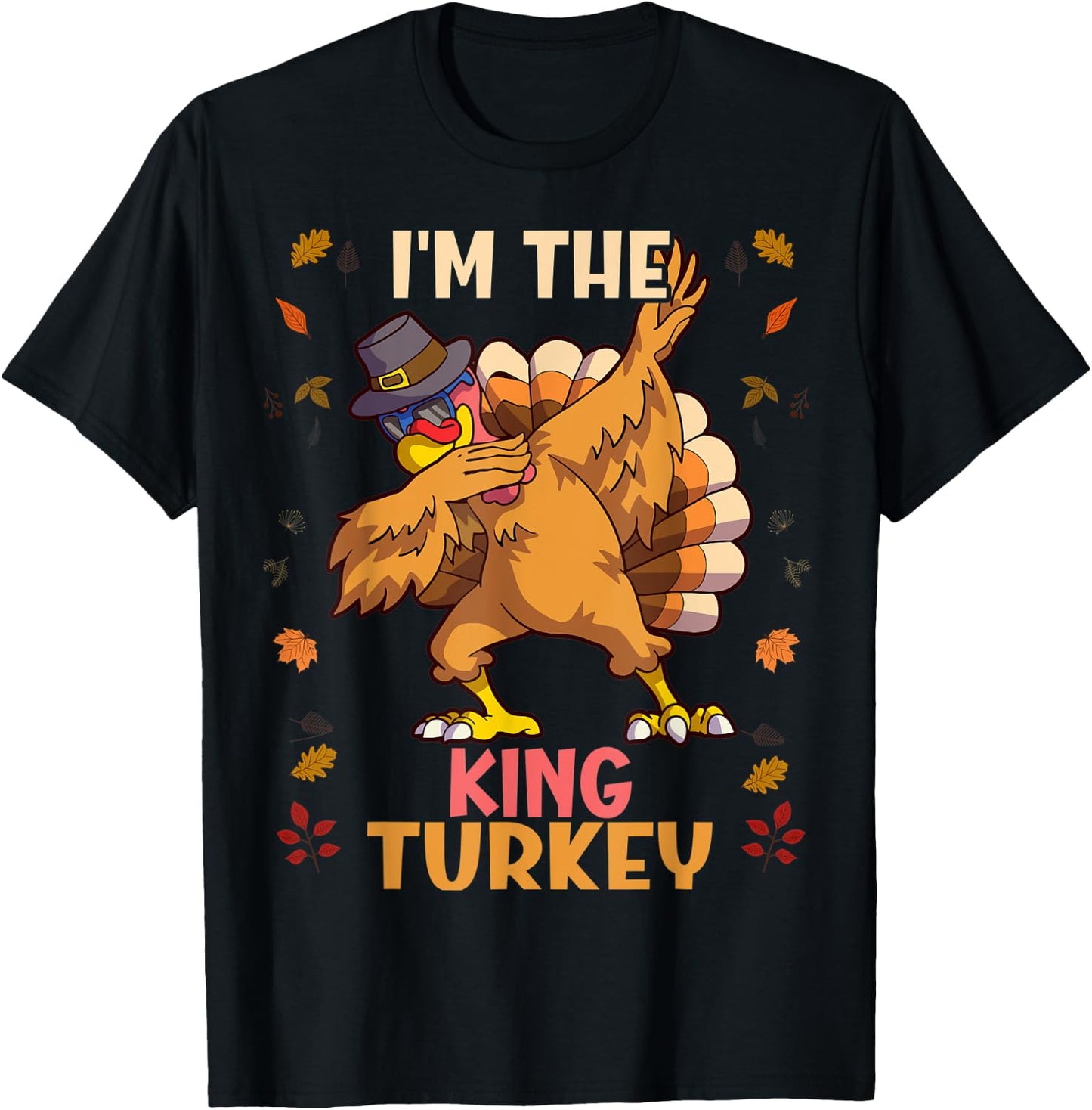 Thanksgiving Family Matching I'm The King Turkey Funny T-Shirt - T-Shirt | Black