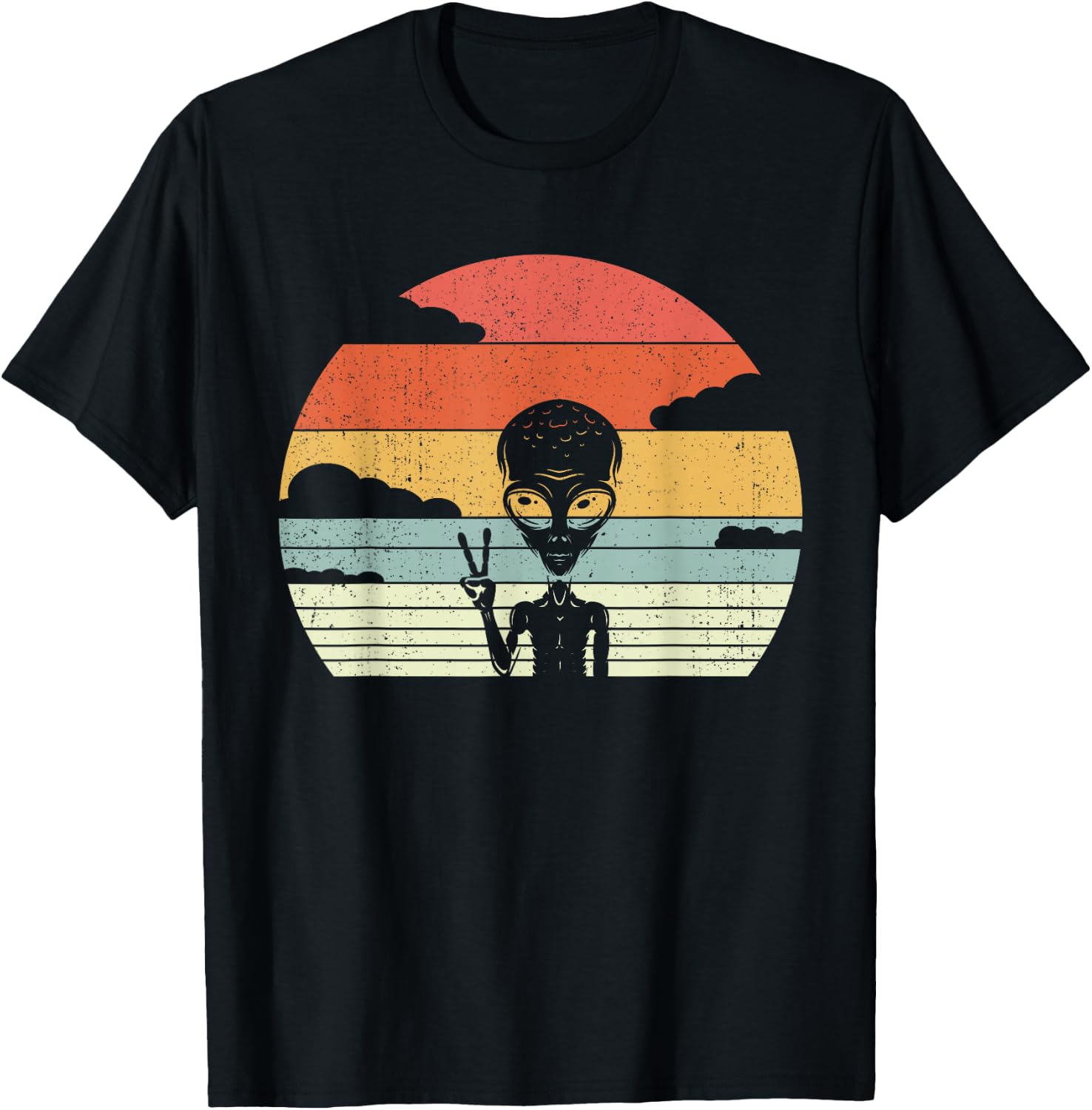 Retro Alien Extraterrestrial Space - Vintage Alien T-Shirt - T-Shirt | Black
