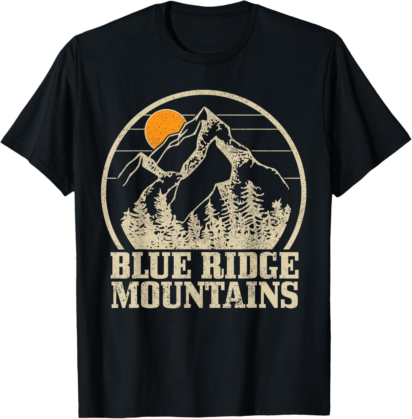 Blue Ridge Mountains Vintage Mountains USA America Souvenir T-Shirt - T-Shirt | Black