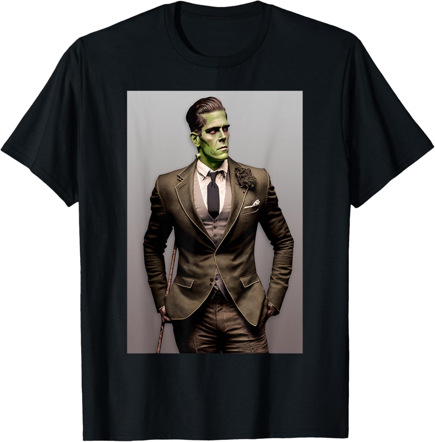 Frankenstein Dapper Frankenstein Monster In a Suit Halloween T-Shirt - T-Shirt | Black