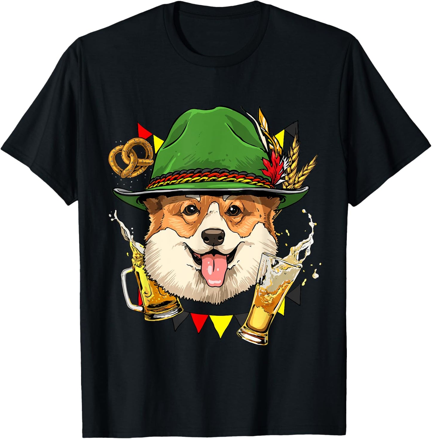 Oktoberfest Corgi Dog Germany Beer Fest German Corgi Lover T-Shirt - T-Shirt | Black