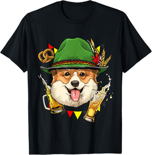 Oktoberfest Corgi Dog Germany Beer Fest German Corgi Lover T-Shirt - T-Shirt | Black