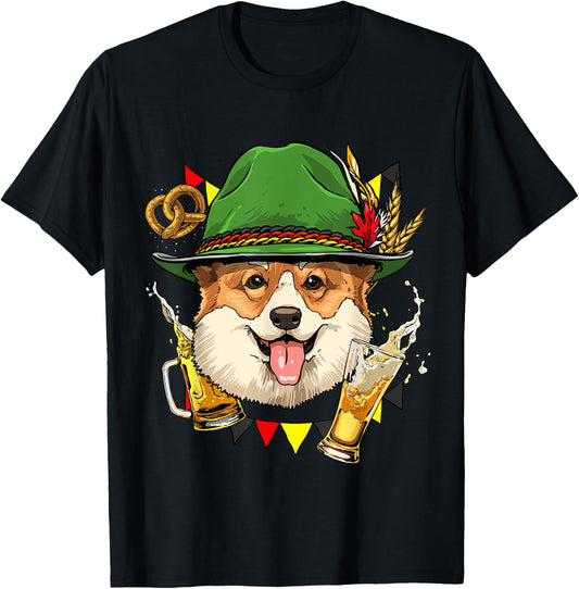 Oktoberfest Corgi Dog Germany Beer Fest German Corgi Lover T-Shirt - T-Shirt | Black