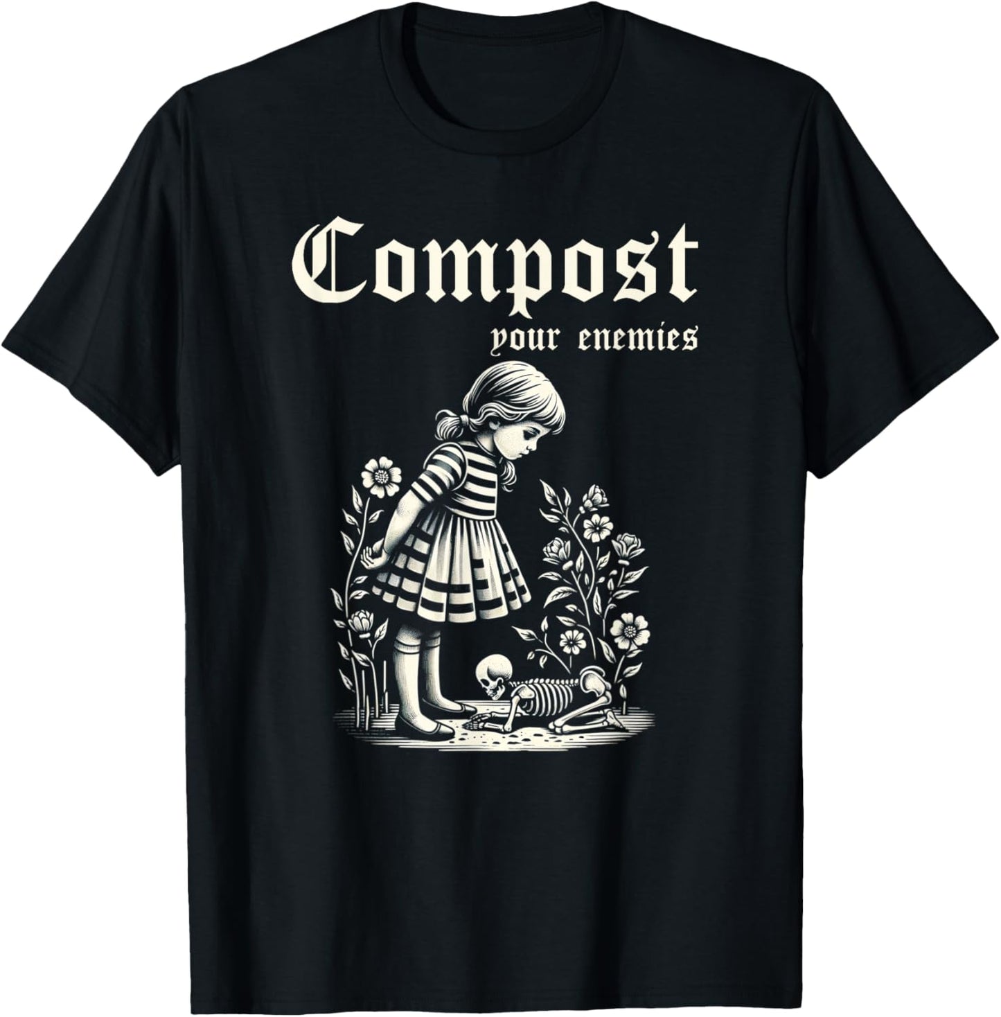 Compost Your Enemies Vintage Dark Humor T-Shirt - T-Shirt | Black
