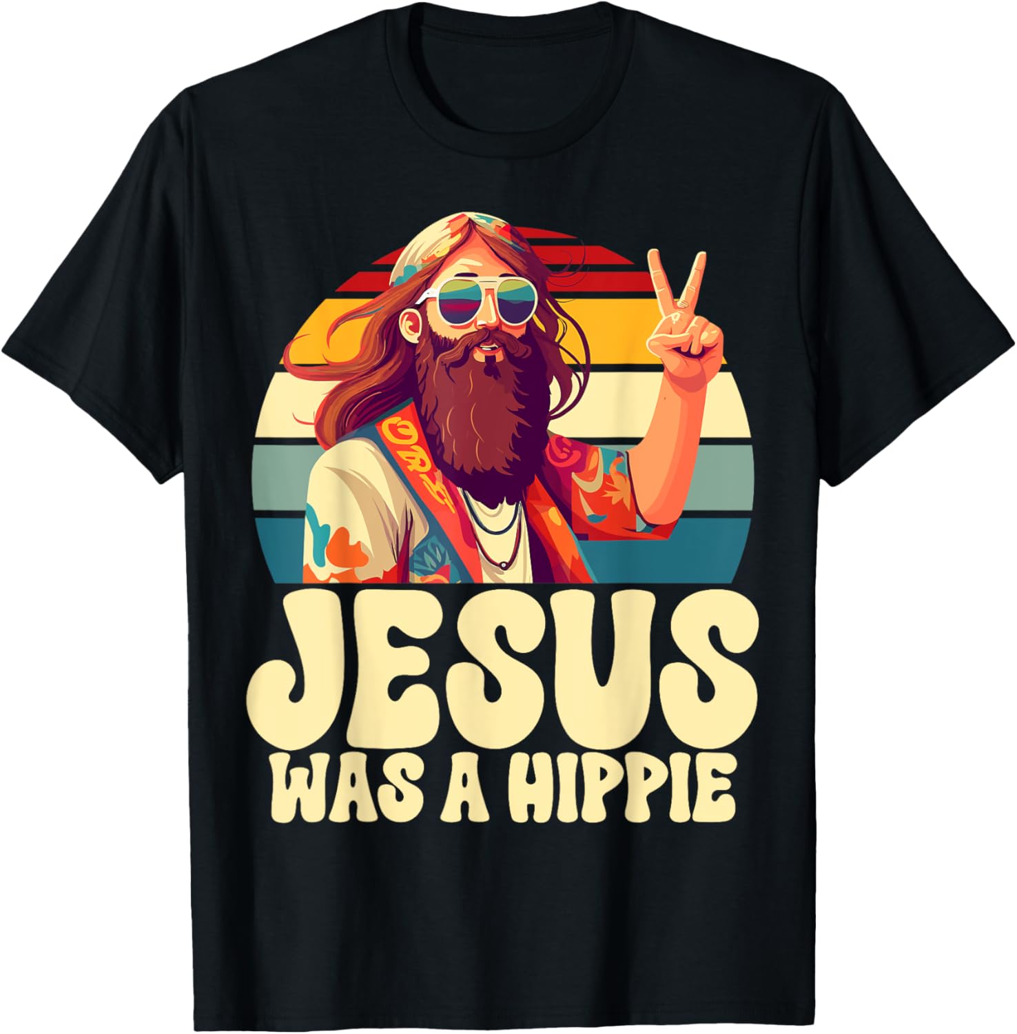 Jesus was a Hippie , Small, Black T-Shirt - T-Shirt | Black