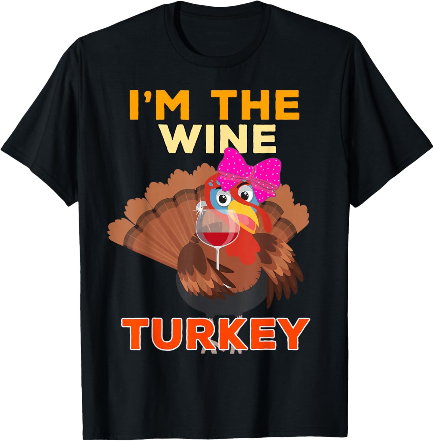 Wine Turkey for Family Group Matching Thanksgiving Costume T-Shirt - T-Shirt | Black