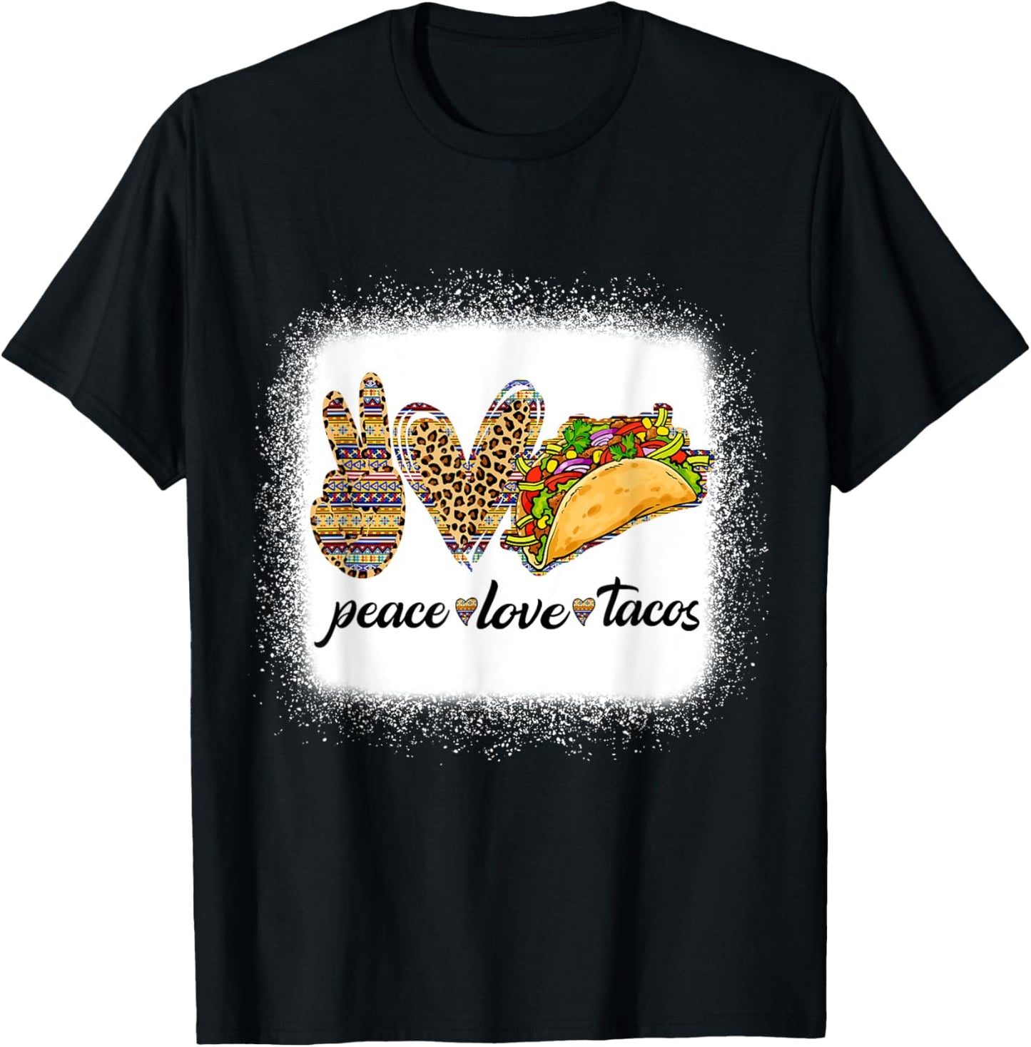 Peace Love Tacos Shirt Cute Taco Tuesday Mexican Food Lovers T-Shirt - T-Shirt | Black
