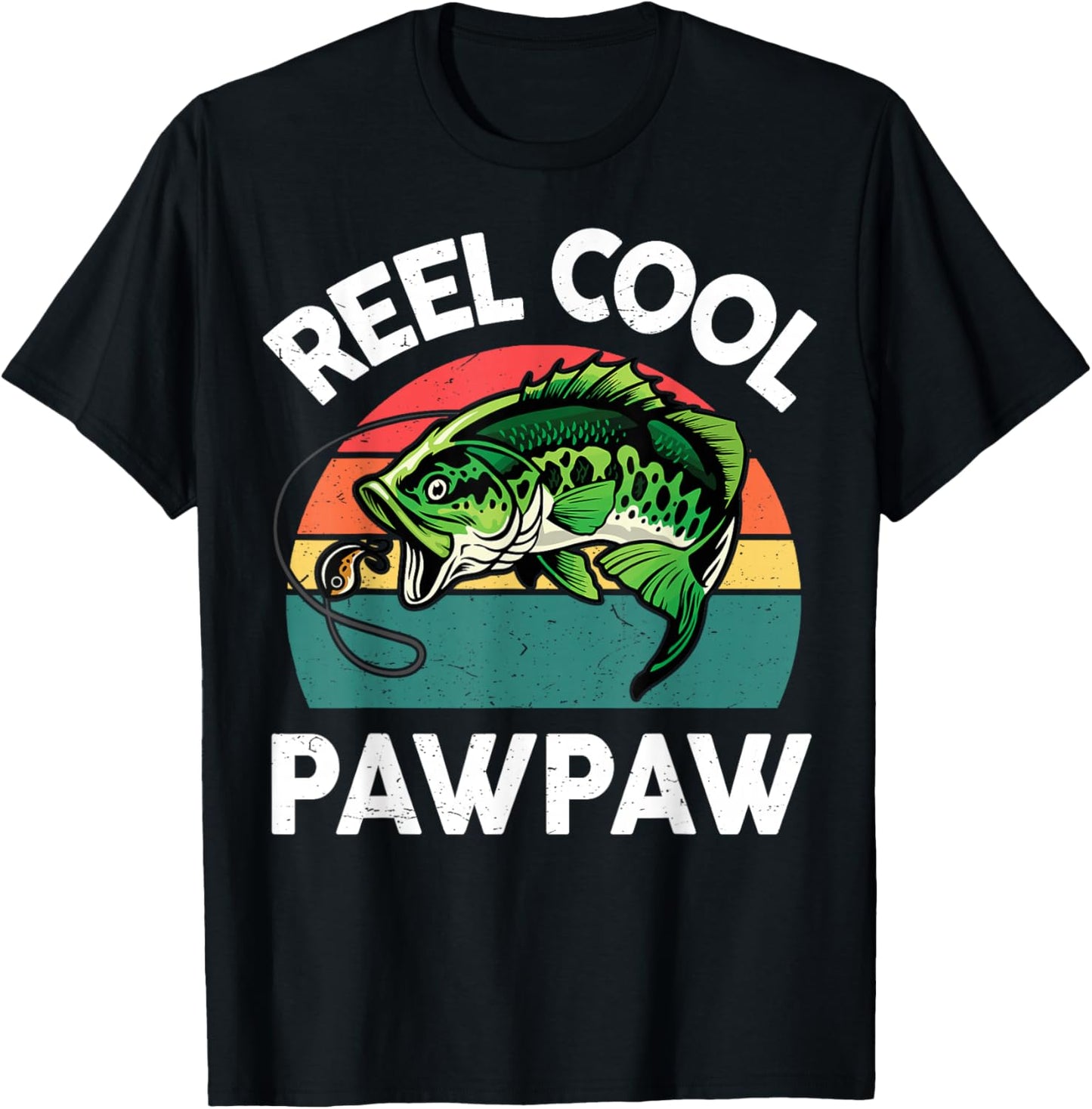 Reel Cool Pawpaw Fathers Day Gift Grandpa Dad Papa Fishing T-Shirt - T-Shirt | Black