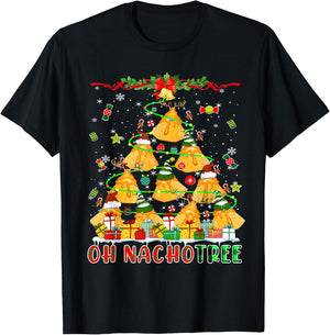 Nacho Christmas Tree Santa Reindeer Elf Mexican Nachos Lover T-Shirt - T-Shirt | Black