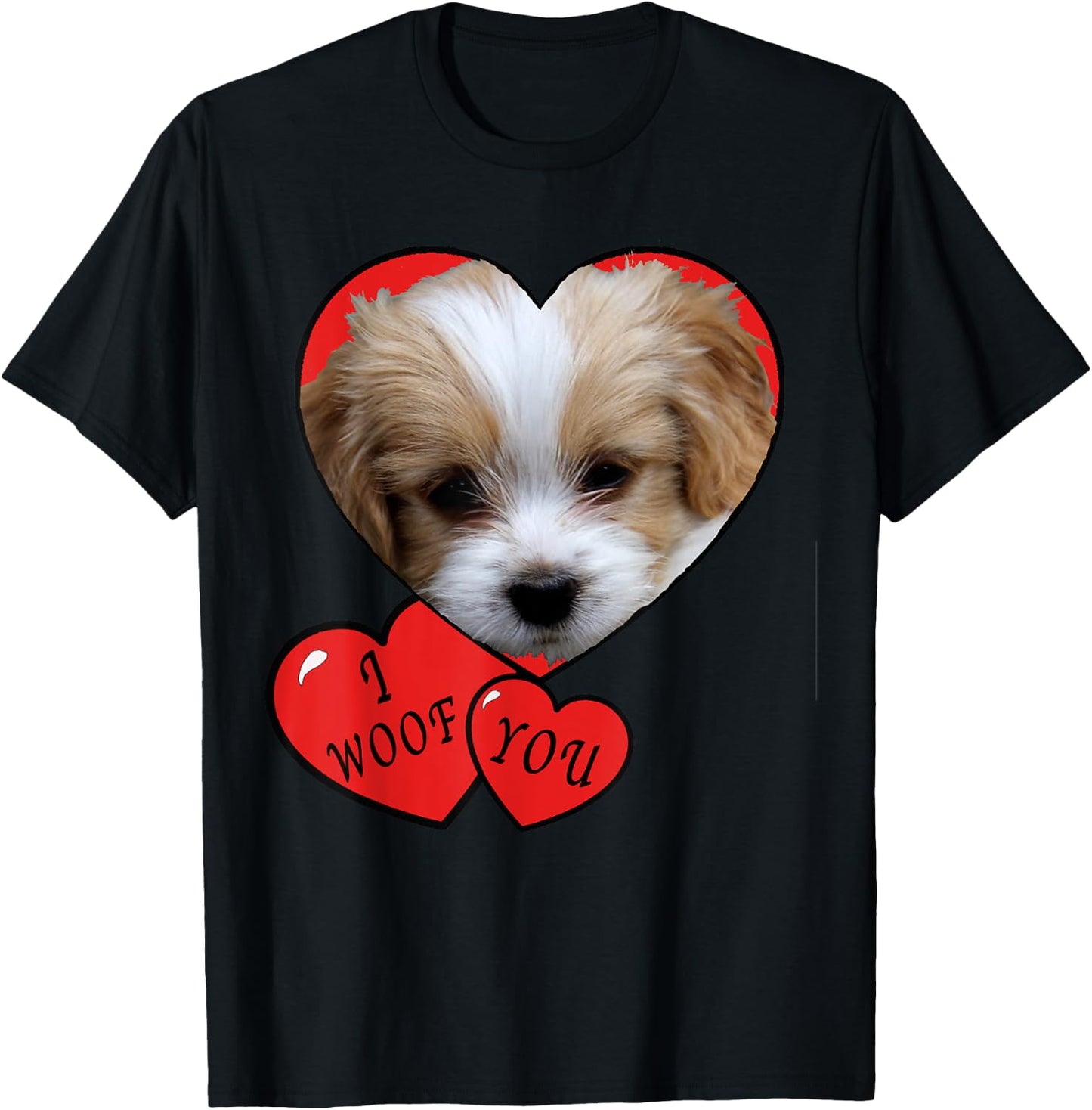 Puppy for Kids, I Woof You Cute I love puppies T-Shirt - T-Shirt | Black