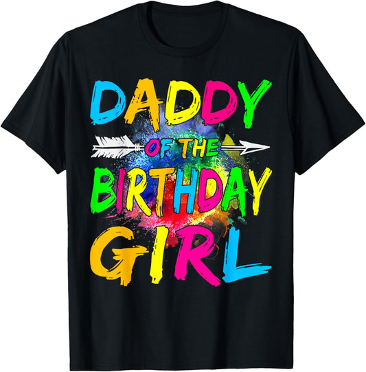 Daddy of the Birthday Girl Retro 80's Party T-Shirt - T-Shirt | Black