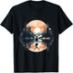 Deer Landscape Moon Motif Animal Lovers Forest Wildlife T-Shirt - T-Shirt | Black