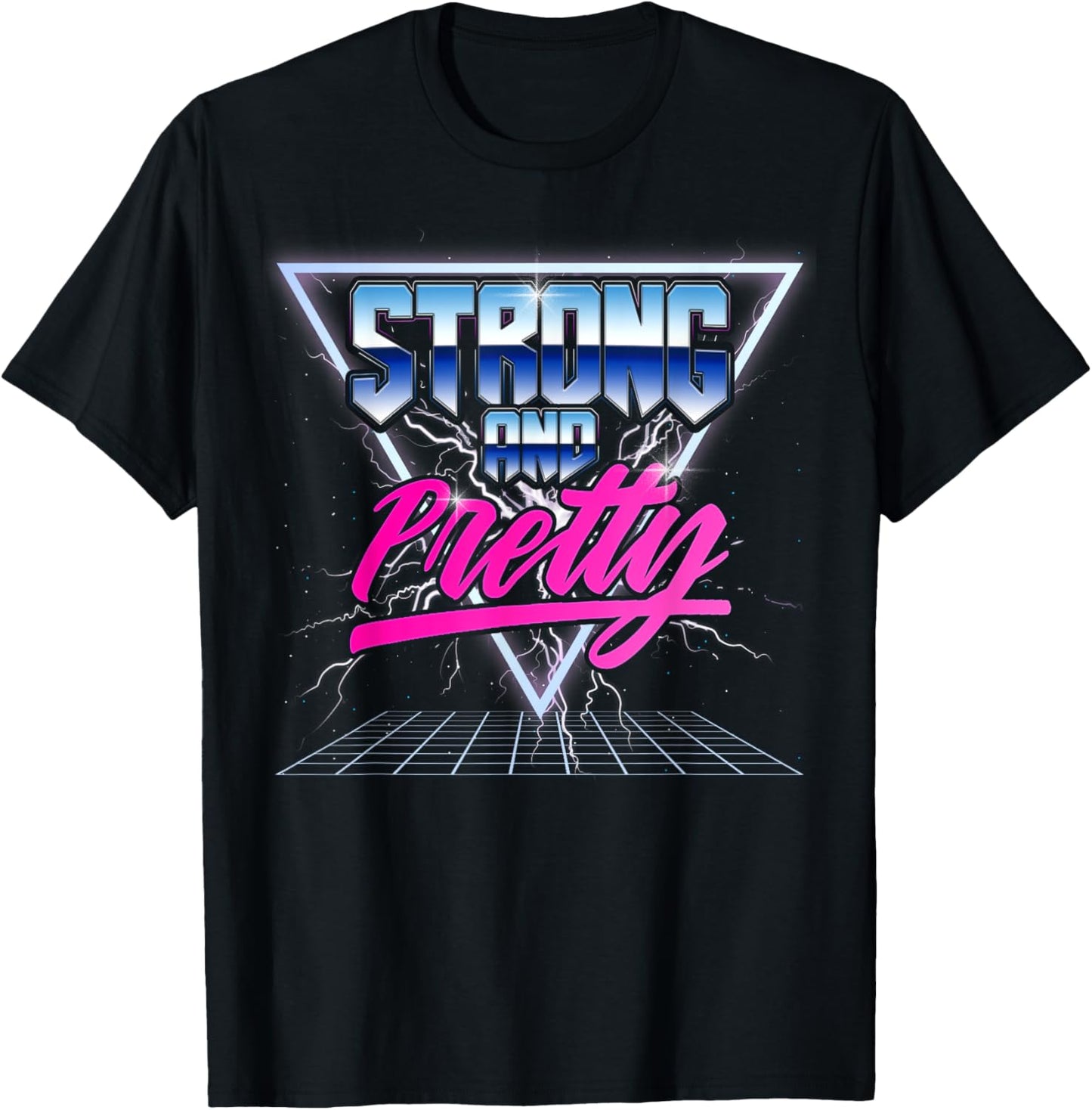 Strong and Pretty 90s 80s Vaporwave Bodybuilding Gym Men T-Shirt - T-Shirt | Black