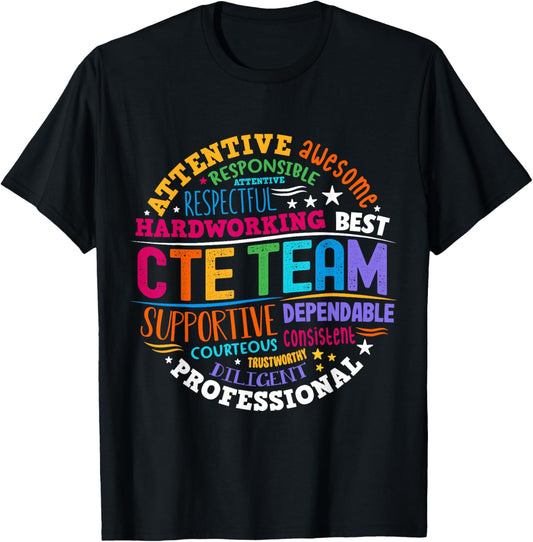 Groovy CTE Team Teacher Back To School Teachers Students T-Shirt - T-Shirt | Black