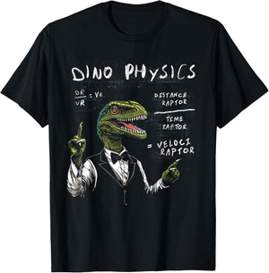 Velociraptor Physics Shirt Raptor Dinosaur Science Joke T-Shirt - T-Shirt | Black