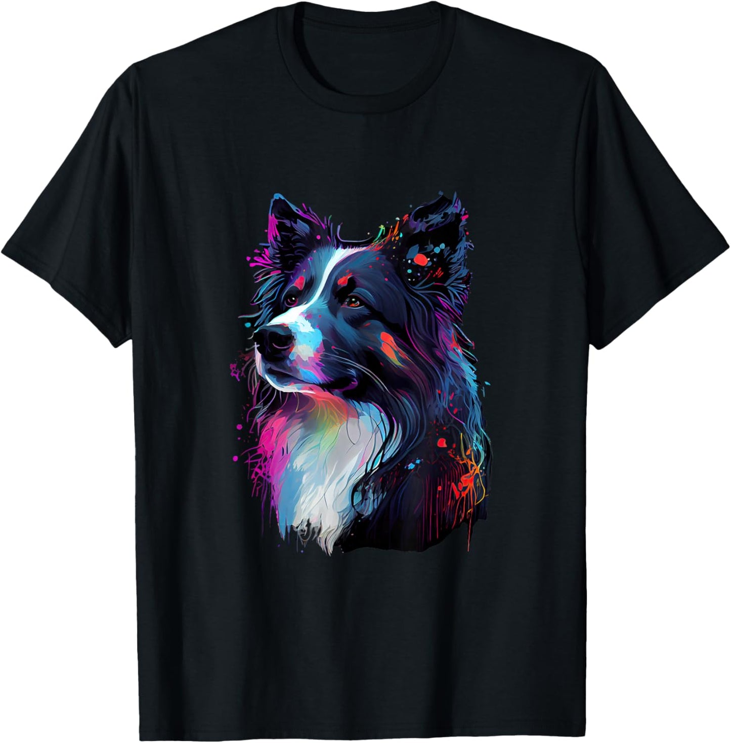 Border Collie Lovers Colorful Pop Art Border Collie T-Shirt - T-Shirt | Black