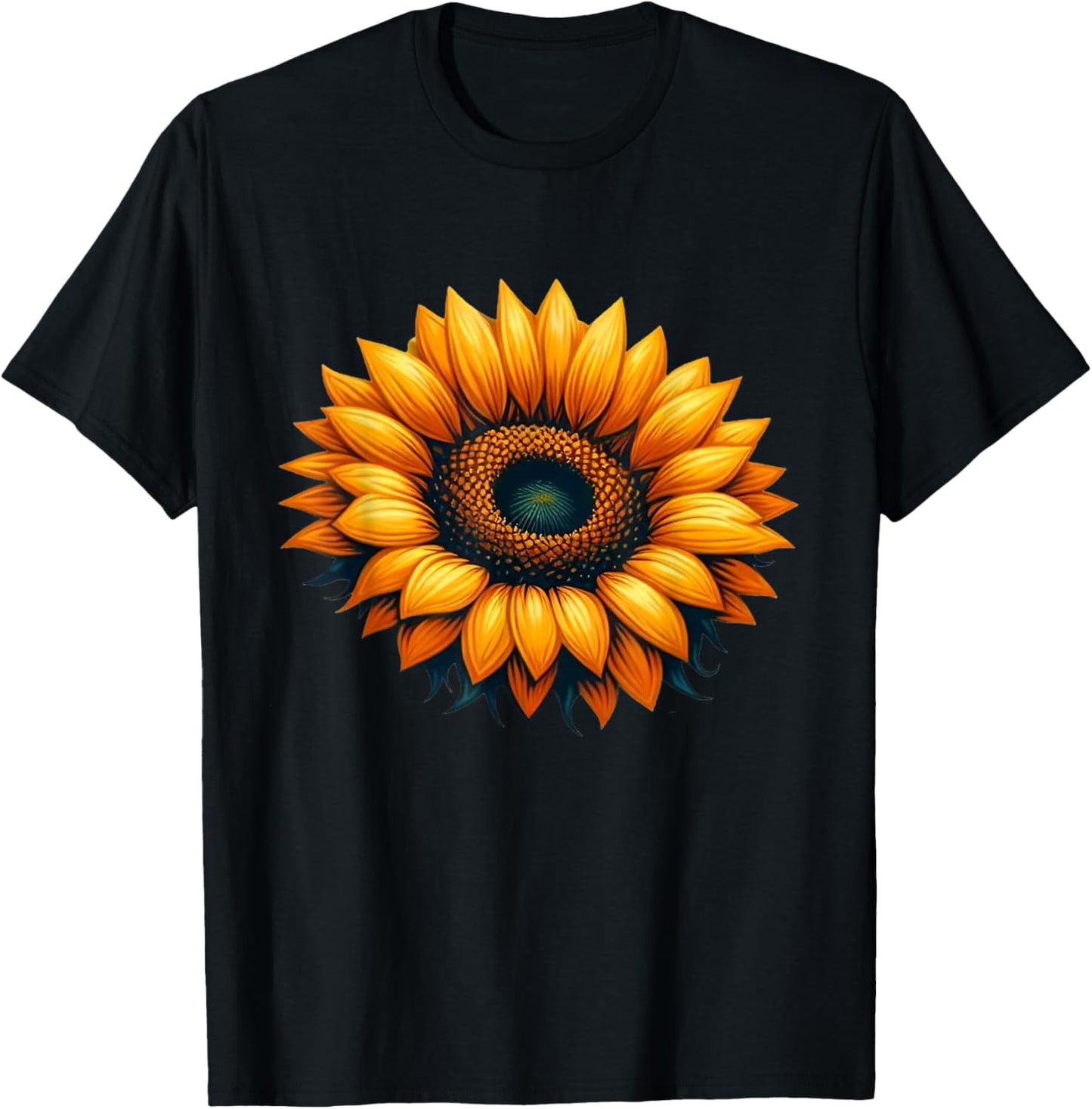 Elegance Sunflower Serenade Vintage Blossom T-Shirt - T-Shirt | Black