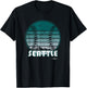 Vintage Seattle Baseball Sunset with Retro City Skyline T-Shirt - T-Shirt | Black