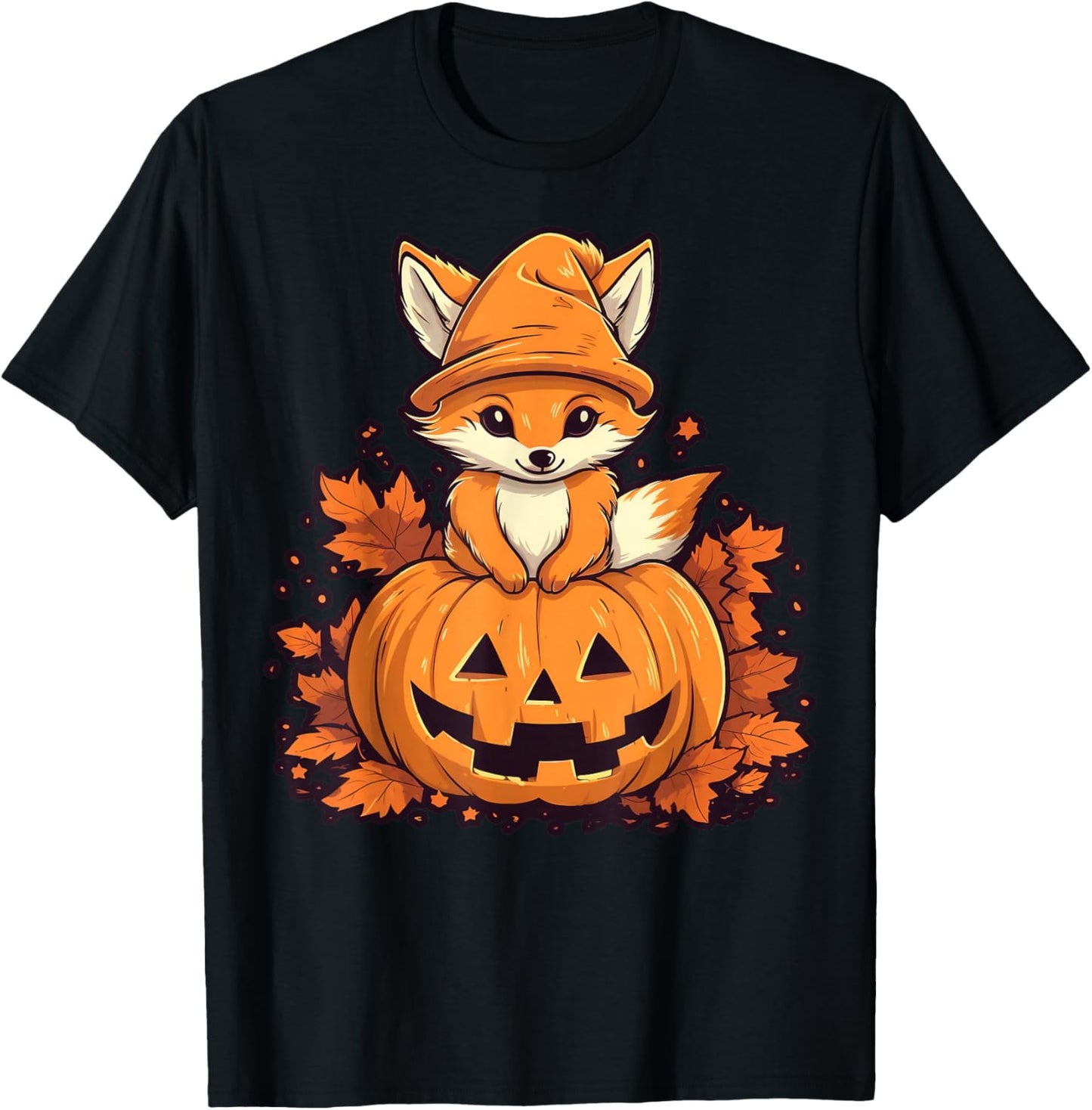 Pumpkin Fox costume on Fox Halloween T-Shirt - T-Shirt | Black