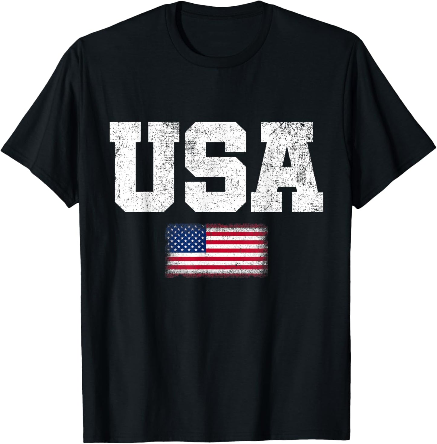USA Men Women Patriotic American US Flag July 4th T-Shirt - T-Shirt | Black