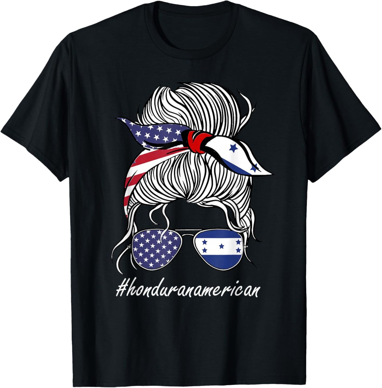 Honduras Heritage American Grown Women Girl Honduras Flag T-Shirt - T-Shirt | Black