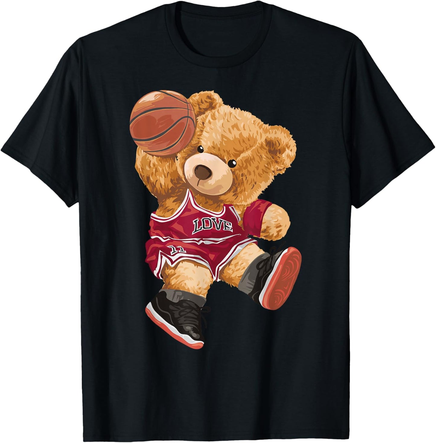 Cute Teddy Bear Playing Basketball Small T-Shirt - T-Shirt | Black