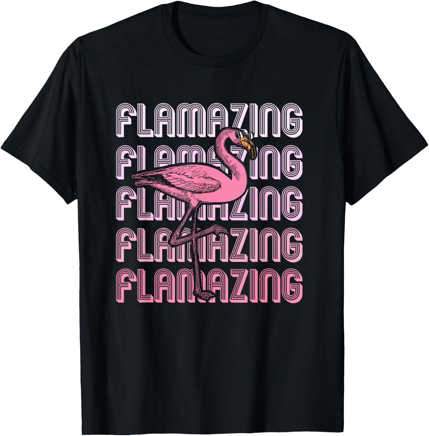 Flamazing Flamingo Sunglasses Funny Party T-Shirt - T-Shirt | Black