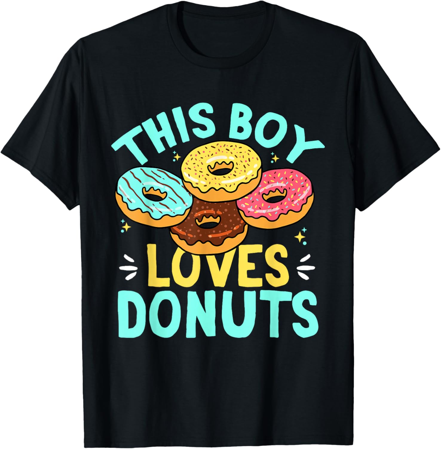 Donut Sweet Food - This Boy Loves Donuts T-Shirt - T-Shirt | Black