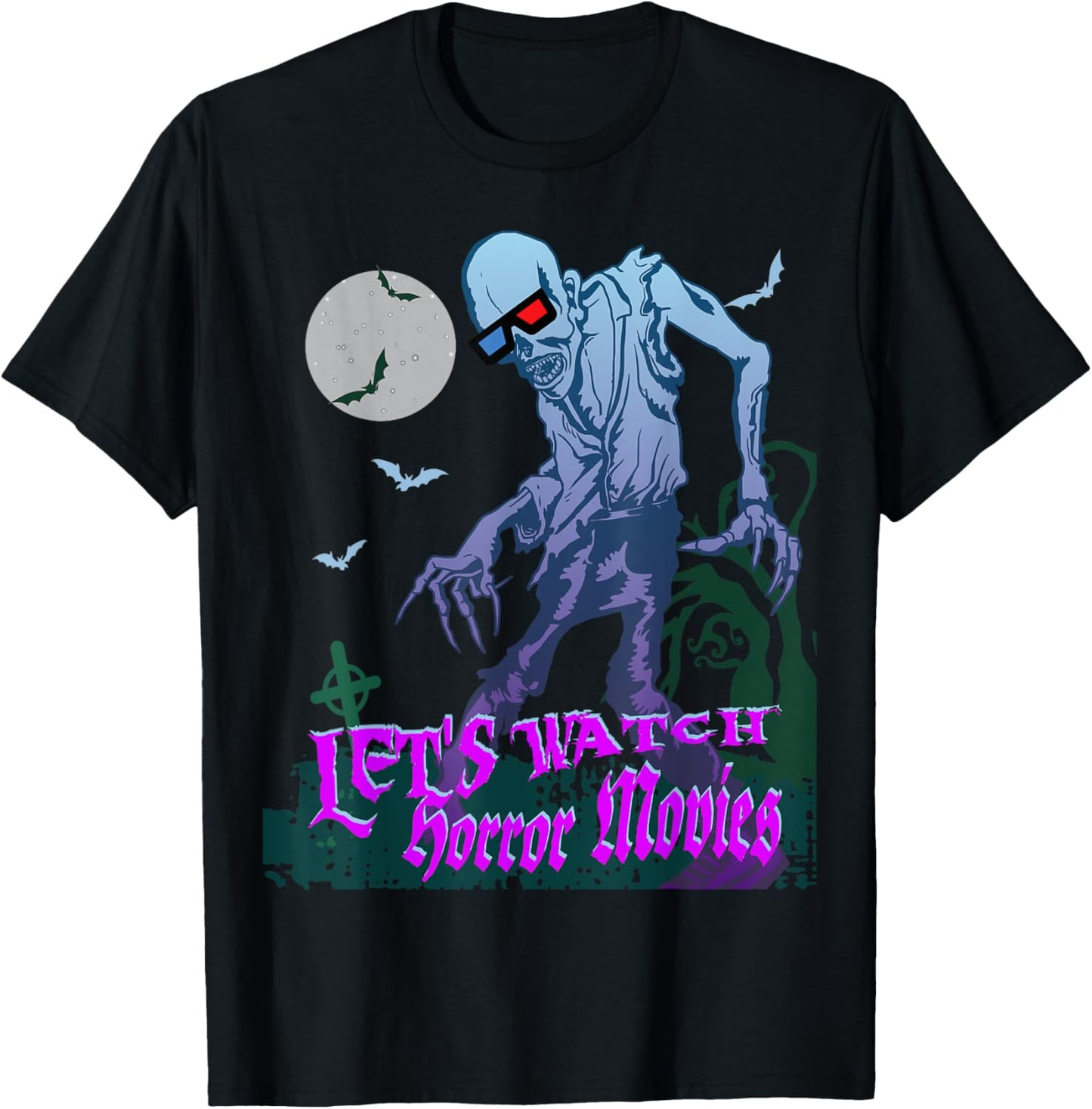 Lets Watch Horror Movies Scary Zombie Halloween T-Shirt - T-Shirt | Black