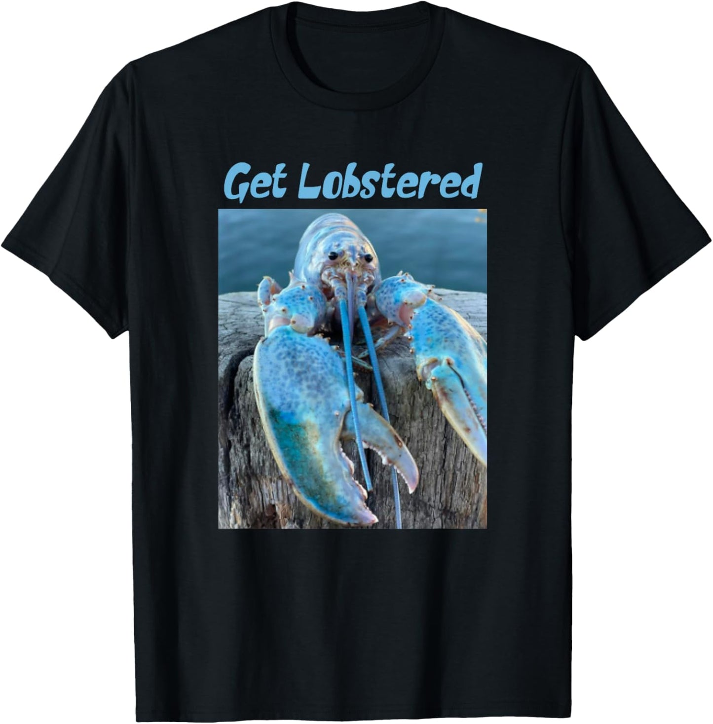 Funny Jumpscare Lobster Meme Blue Crustacean T-Shirt - T-Shirt | Black