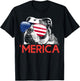 Merica Bulldog American Flag 4th of July T-Shirt - T-Shirt | Black