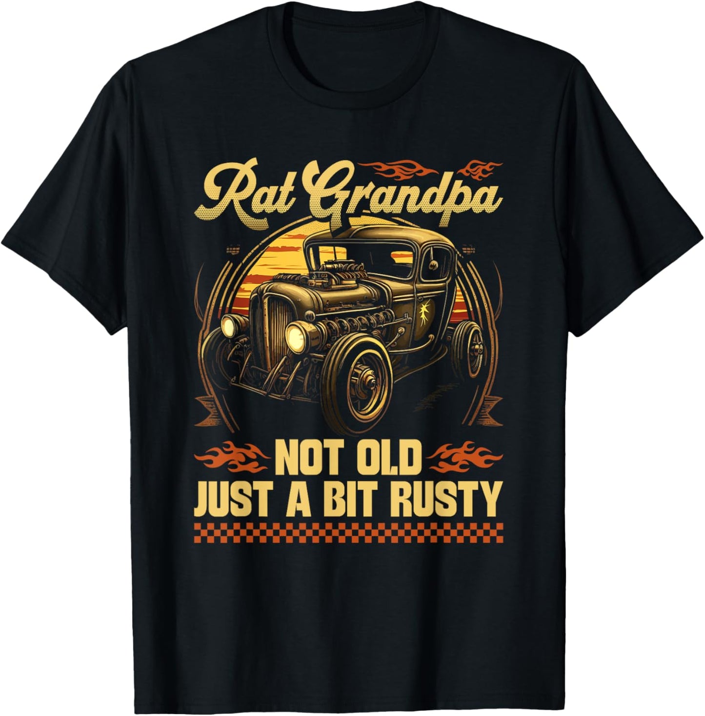Hot Rod Grandfather Quote, Vintage Rat Rod Grandpa T-Shirt - T-Shirt | Black