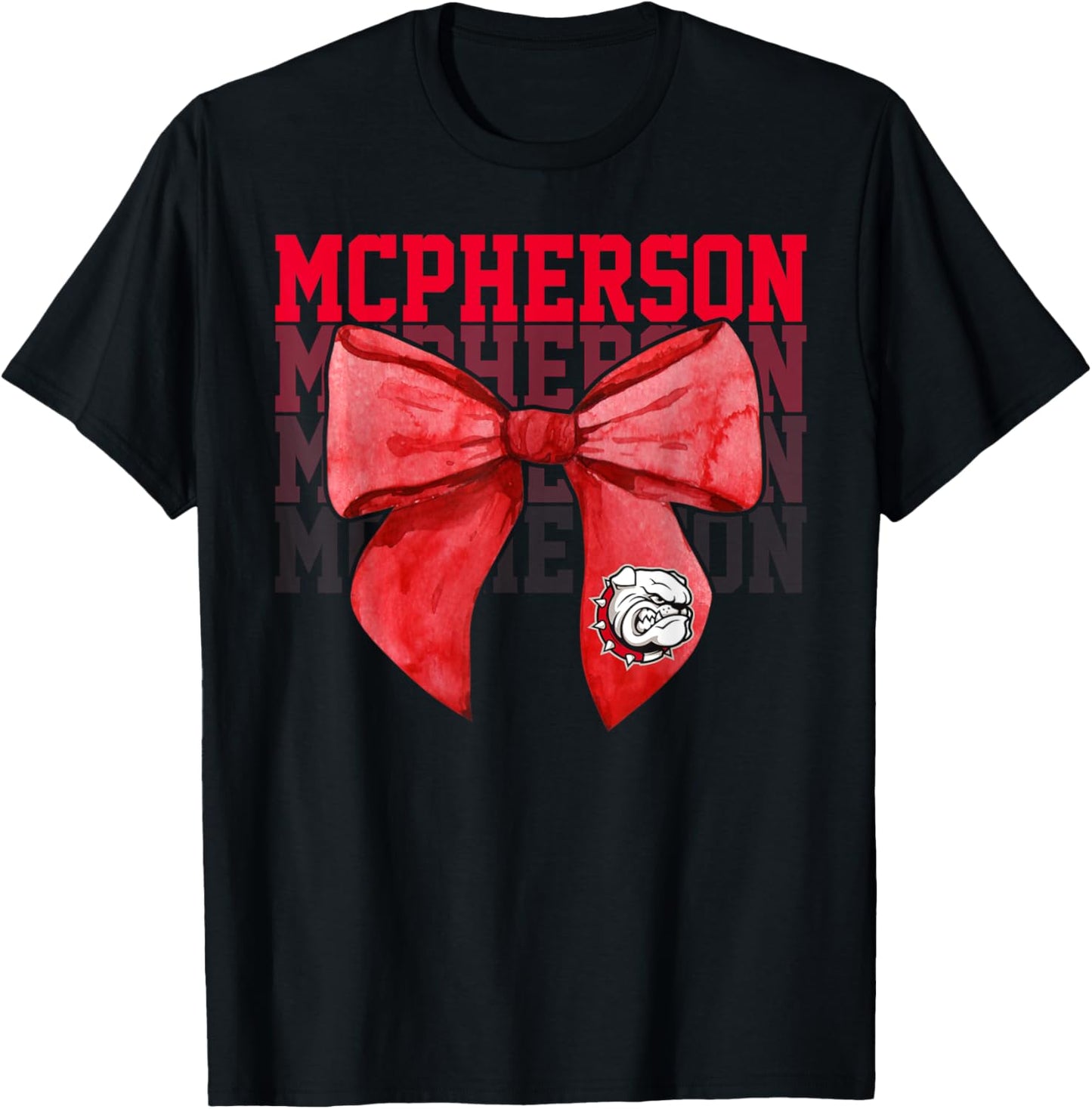 McPherson College Bow Vintage Athletics Girls Women T-Shirt - T-Shirt | Black