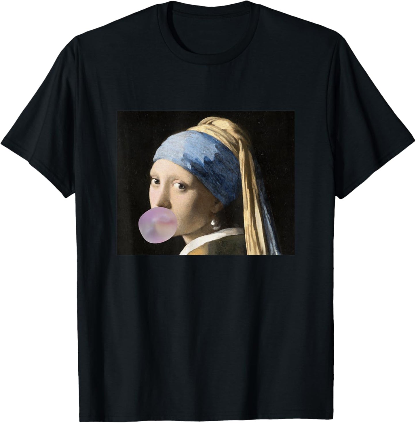 Fine Arts Vermeer Mädchen mit Kaugummi für eine Kunsthacke T-Shirt - T-Shirt | Black