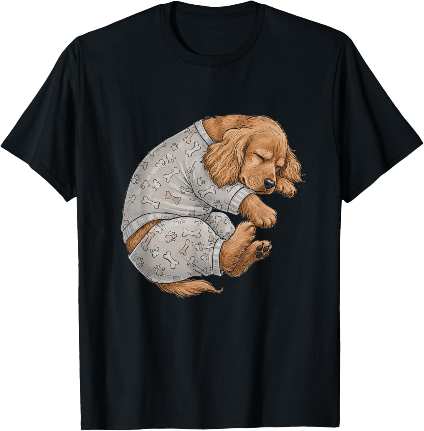 Funny Sleepy Cocker Spaniel Pyjamas Men Women Children T-Shirt - T-Shirt | Black