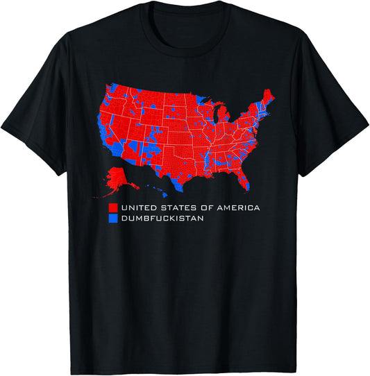 Election Map United States of America Dumbfuckistan T-Shirt - T-Shirt | Black