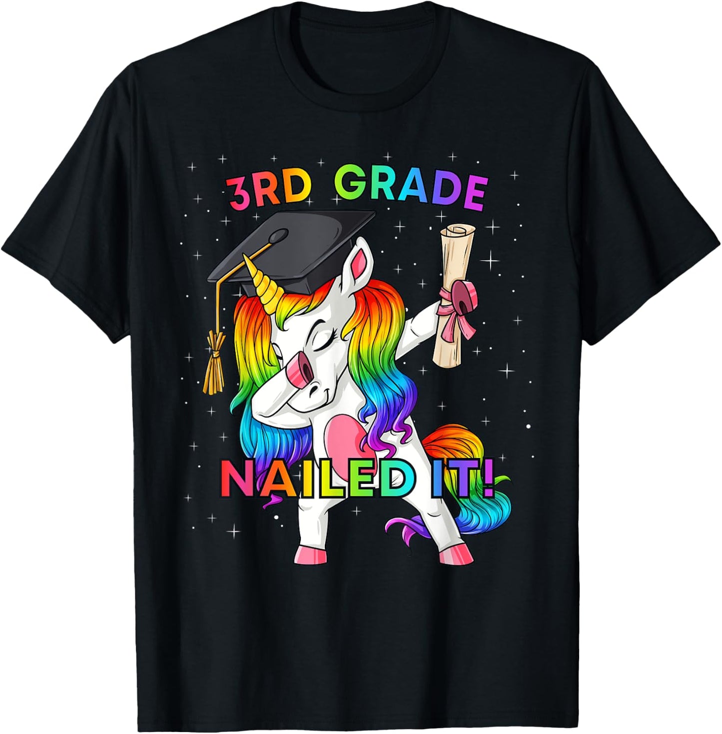 Dabbing Unicorn 3rd Grade Nailed It Graduation Girls Kids T-Shirt - T-Shirt | Black