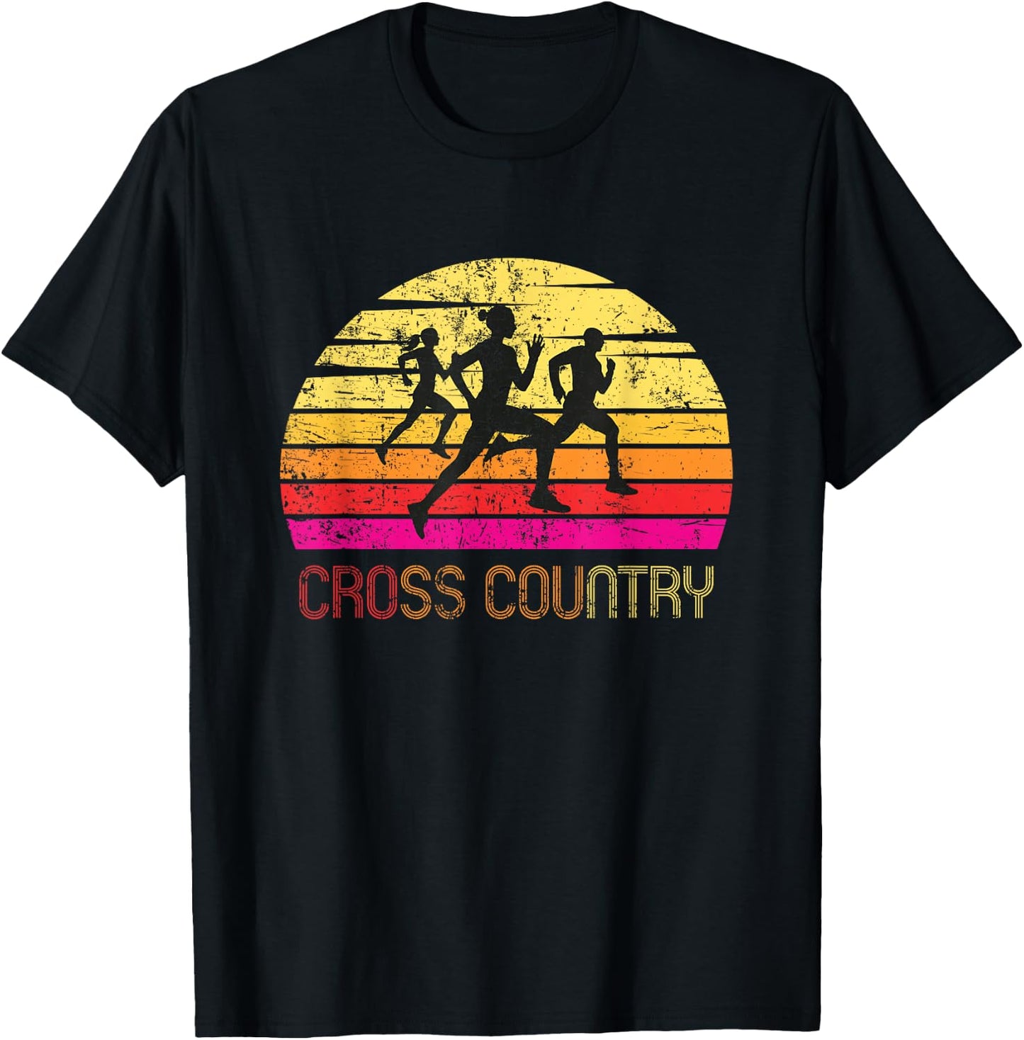 Vintage Retro Cross Country - Cross country Running Gift T-Shirt - T-Shirt | Black