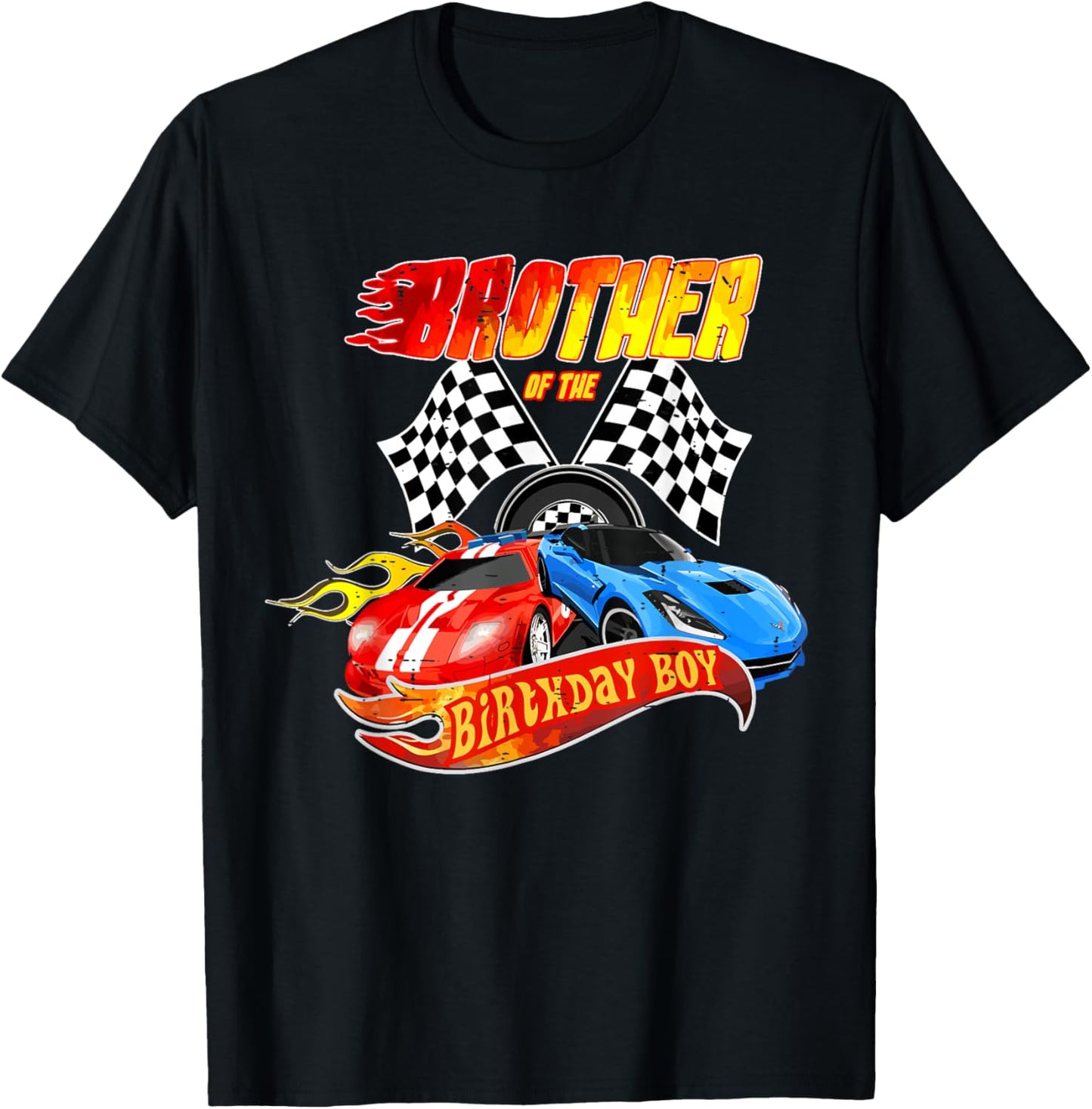 Brother Of The Birthday Boy Race Car Birthday Party Racing T-Shirt - T-Shirt | Black